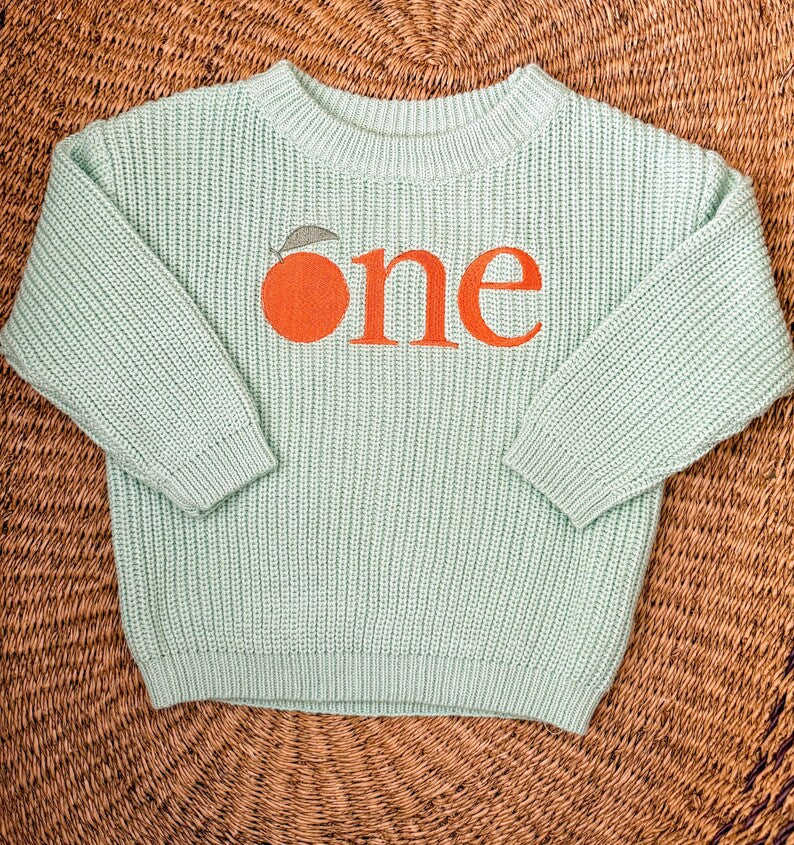 Custom Orange ONE Sweater - Kids First Birthday Outift