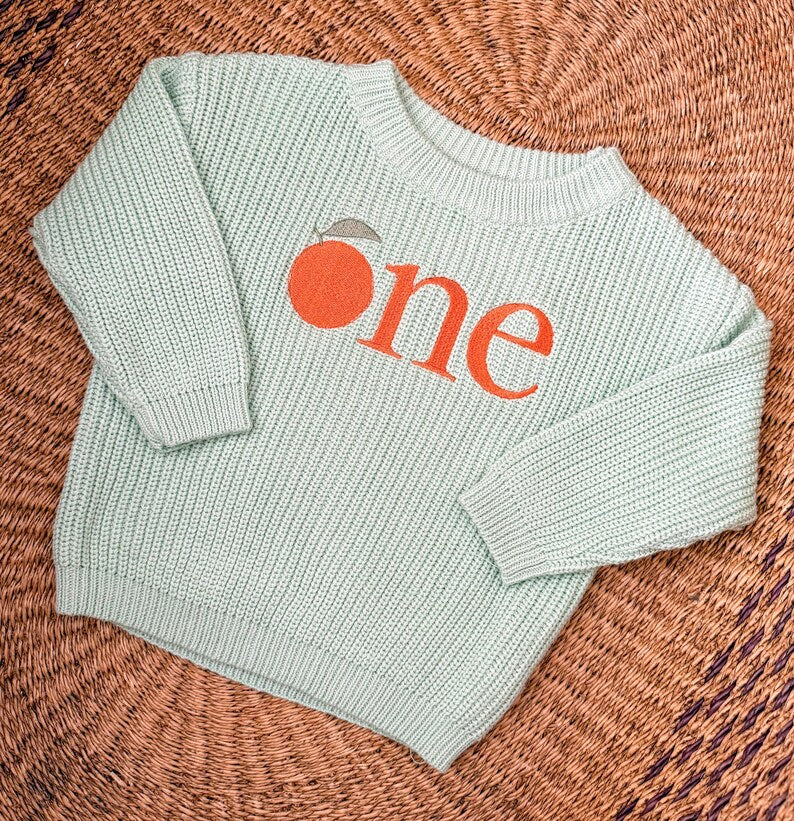 Custom Orange ONE Sweater - Kids First Birthday Outift