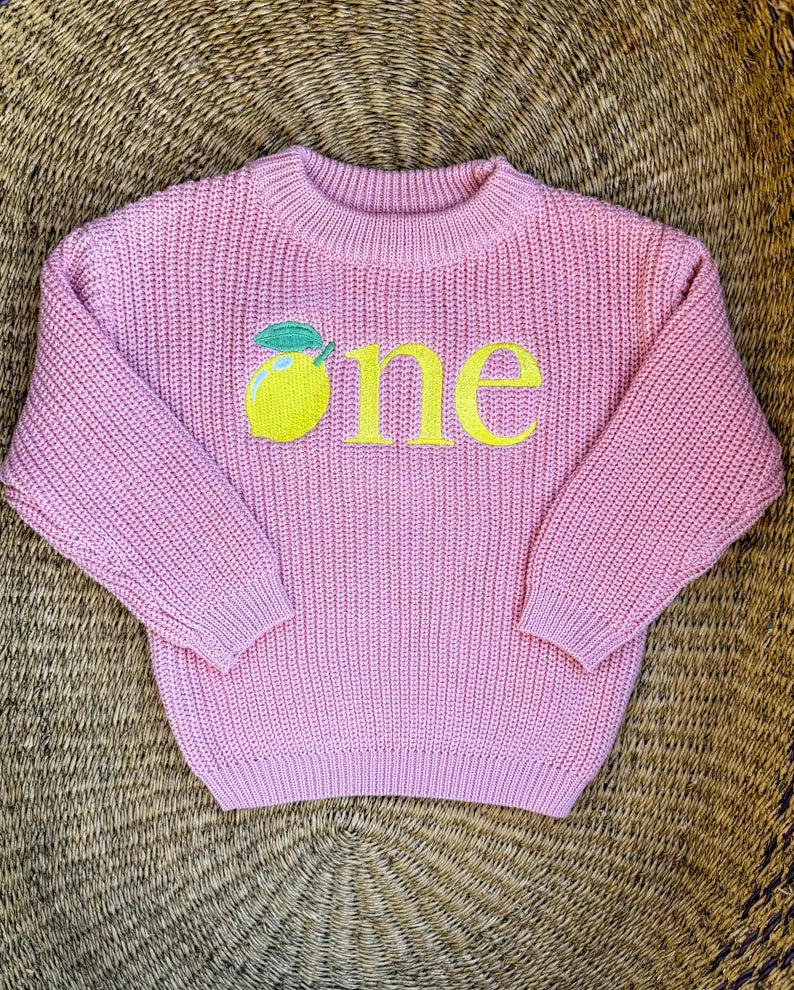 Custom Lemon ONE Sweater - Kids First Birthday Outfit