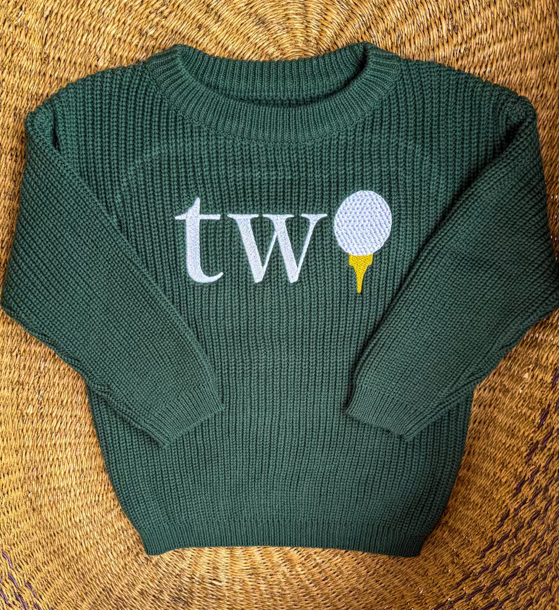 Custom Golf TWO Sweater - Kids Second Birthday Outfit