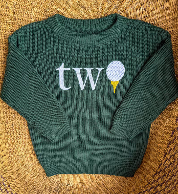 Golf TWO Sweater - Kids Second Birthday Outfit