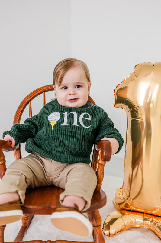 Custom Golf ONE Sweater - First Birthday Outfit