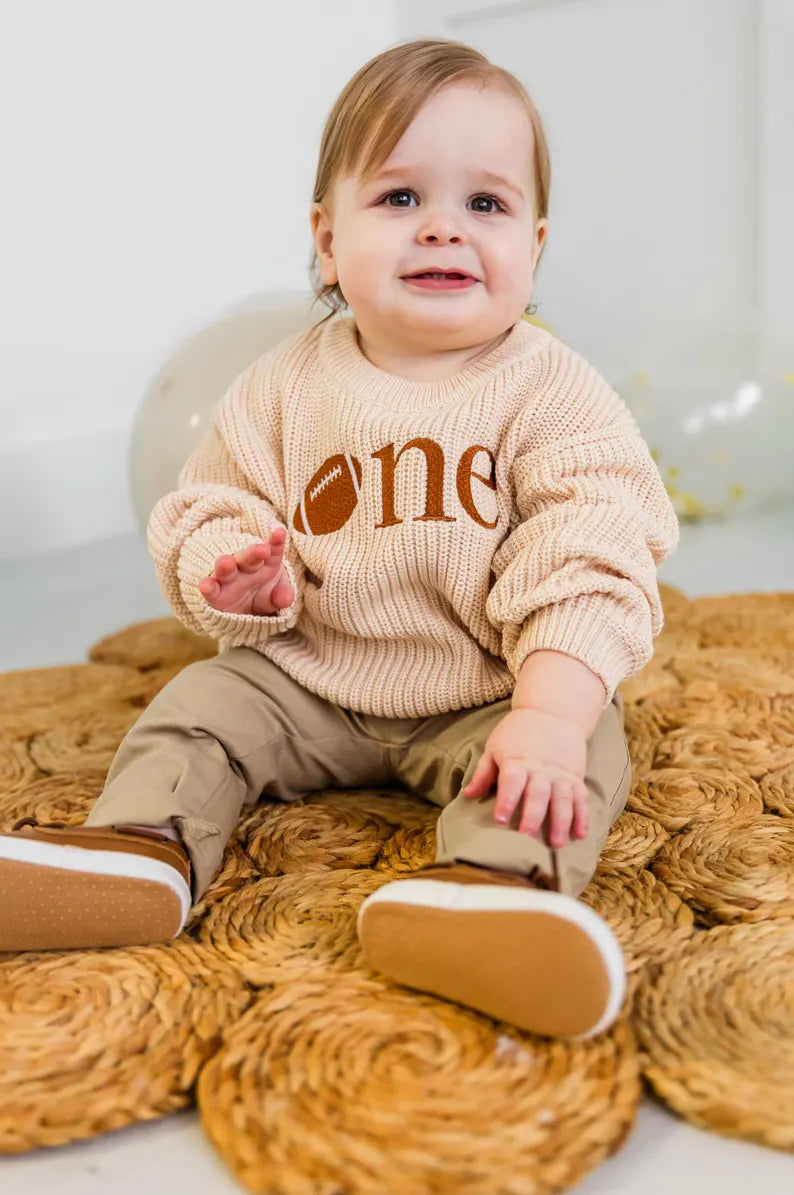 Custom Football ONE Sweater - First Birthday Outfit