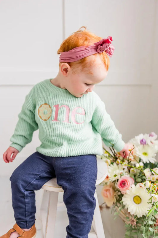 Custom Donut ONE Sweater - Kids First Birthday Outfit