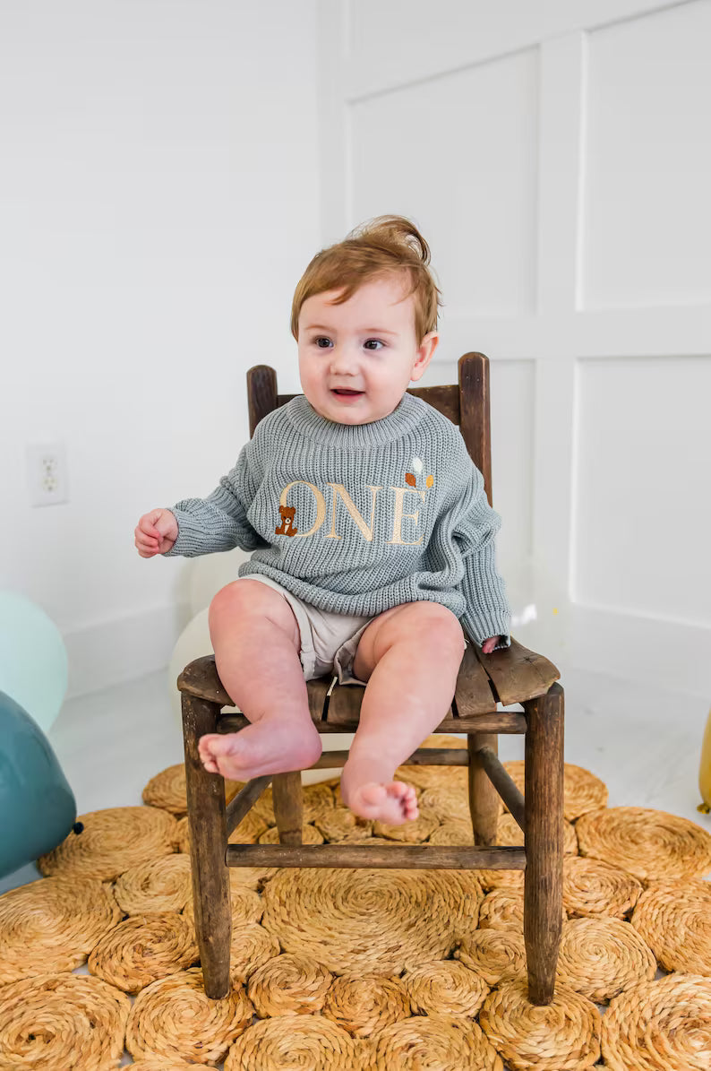 Beary First ONE Sweater - Kids First Birthday Outfit
