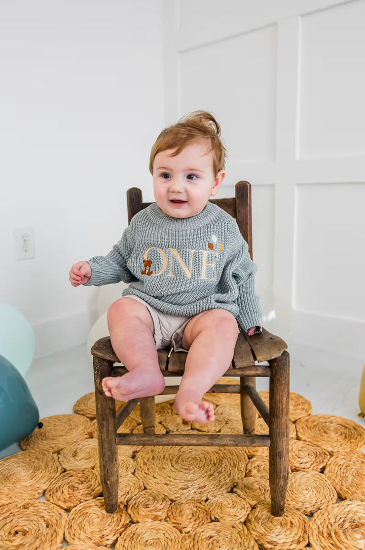 Beary First ONE Sweater - Kids First Birthday Outfit