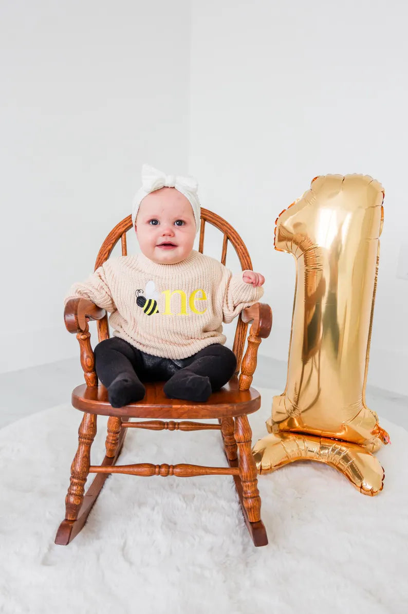 Bumble Bee ONE Sweater - First Birthday Outfit