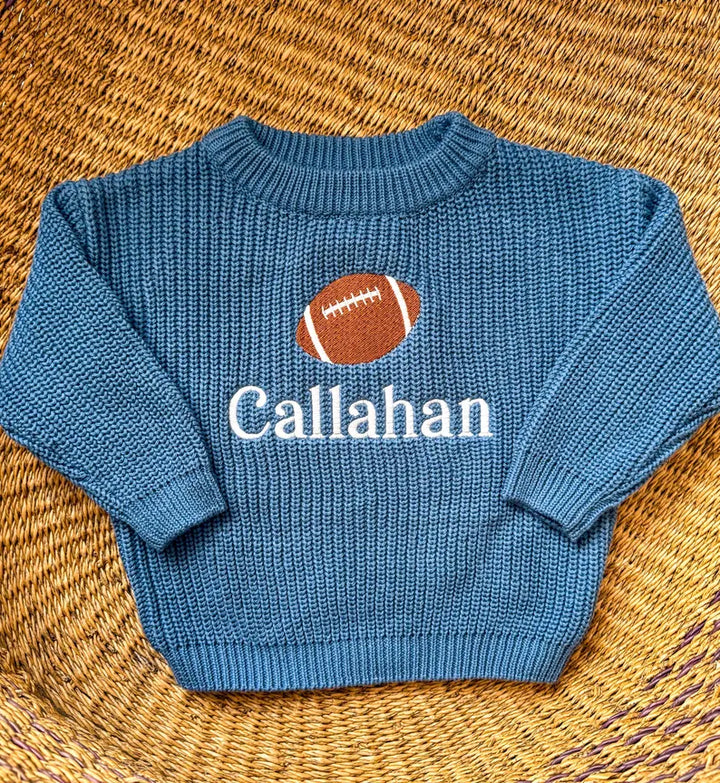 Football + Name Sweater - Kids Personalized Outfit