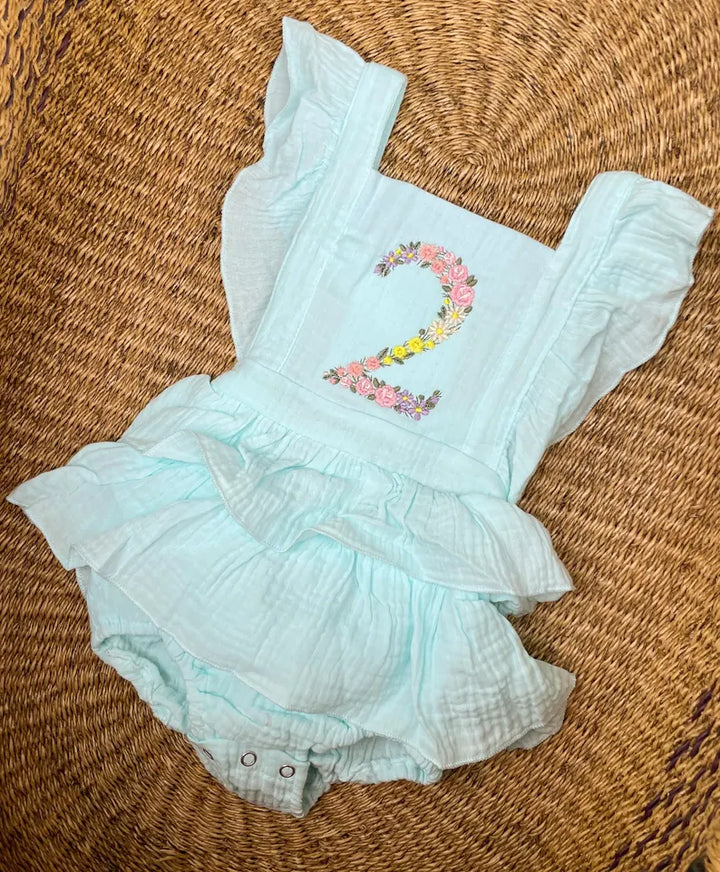 Floral Two Romper - Girls Second Birthday Outfit