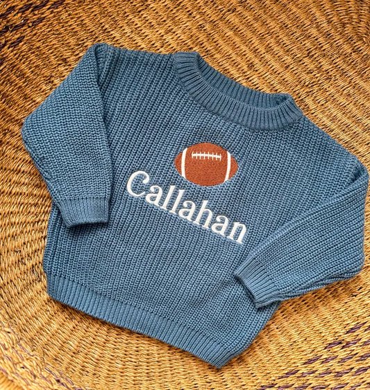 Custom Football + Name Sweater - Kids Personalized Outfit