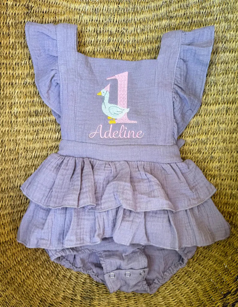 Custom Goose First Birthday Romper - Girls First Birthday Outfit