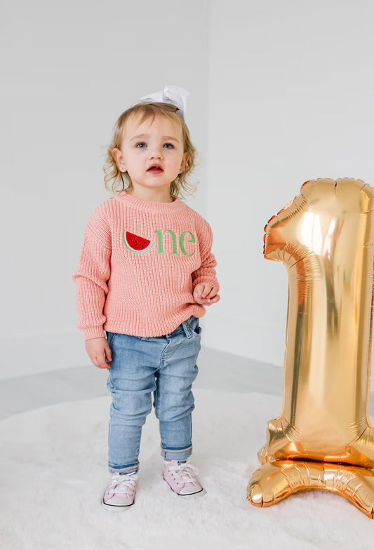 Custom Watermelon ONE Sweater - Kids First Birthday Outfit