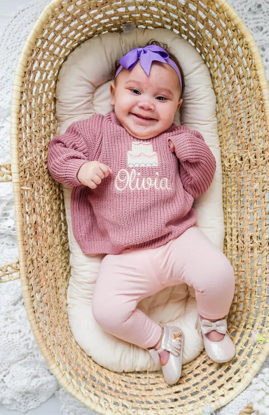 Custom Birthday Cake Sweater - Girls Personalized Outfit