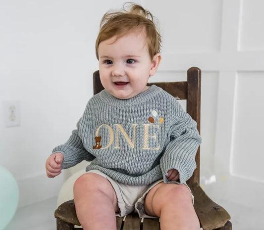 Custom Beary First ONE Sweater - Kids First Birthday Outfit