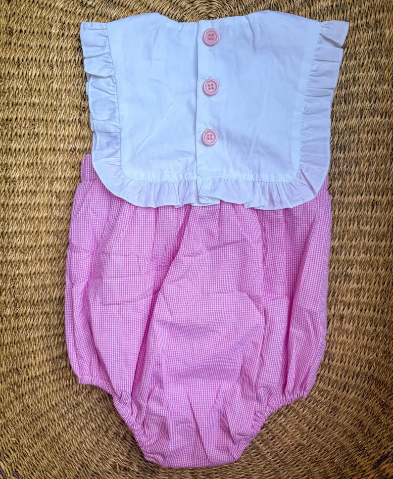 Custom Goose Birthday Girl Gingham Romper - Girl's Birthday Outfit