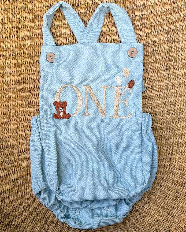 Custom Beary First ONE Romper - Kids First Birthday Outfit