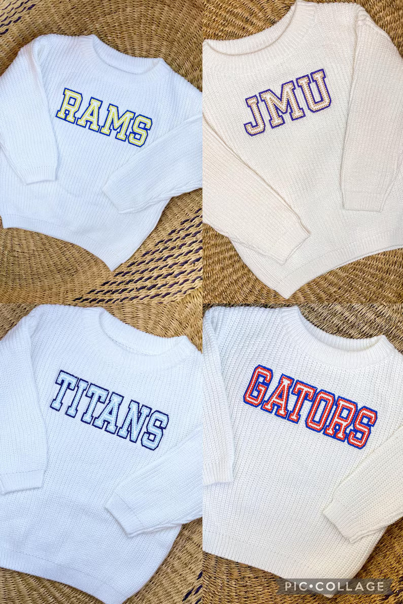 Double-Color Varsity Sweater - Kids Game Day Outfit