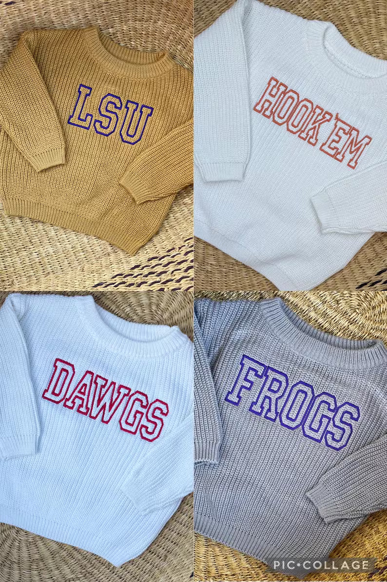 Custom Varsity Team Name Sweater - Kids Game Day Outfit