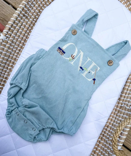 Custom Fishing ONE Romper - Kids First Birthday Outfit