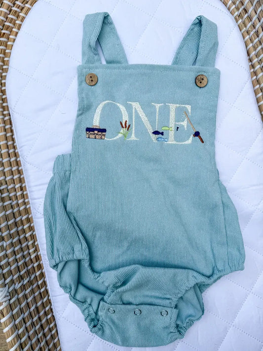 Custom Fishing ONE Romper - Kids First Birthday Outfit
