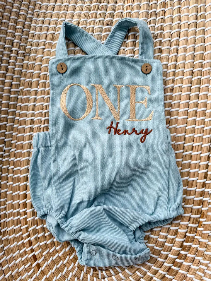 ONE + Name Romper - Kids Personalized First Birthday Outfit