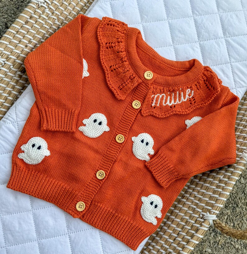 Custom Halloween Ghost Cardigan - Girls Personalized Outfit