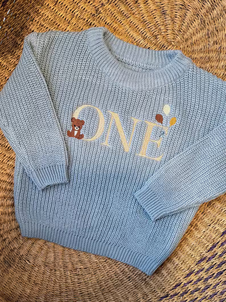 Custom Beary First ONE Sweater - Kids First Birthday Outfit