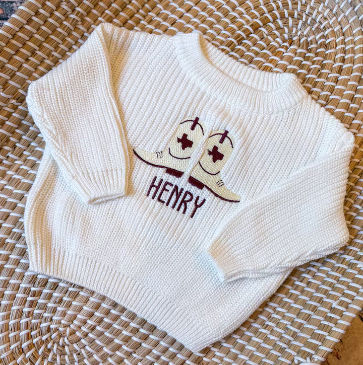 Texas A&M Aggies Cowboy Boots Sweater - Kids Game Day Outfit