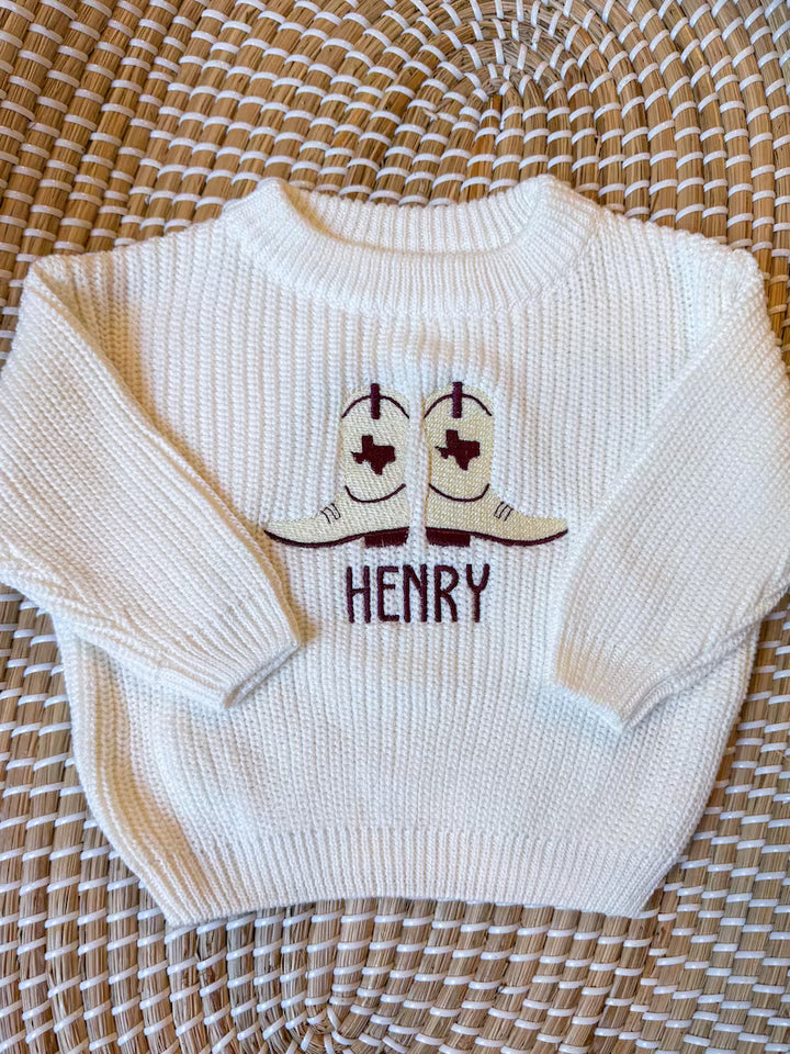 Texas A&M Aggies Cowboy Boots Sweater - Kids Game Day Outfit
