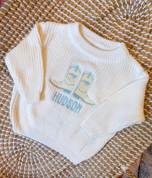 Custom North Carolina Cowboy Boots Sweater - Kids Game Day Outfit