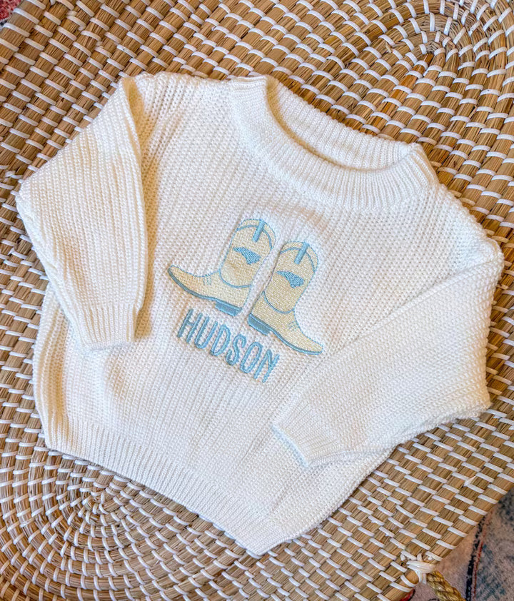 North Carolina Cowboy Boots Sweater - Kids Game Day Outfit