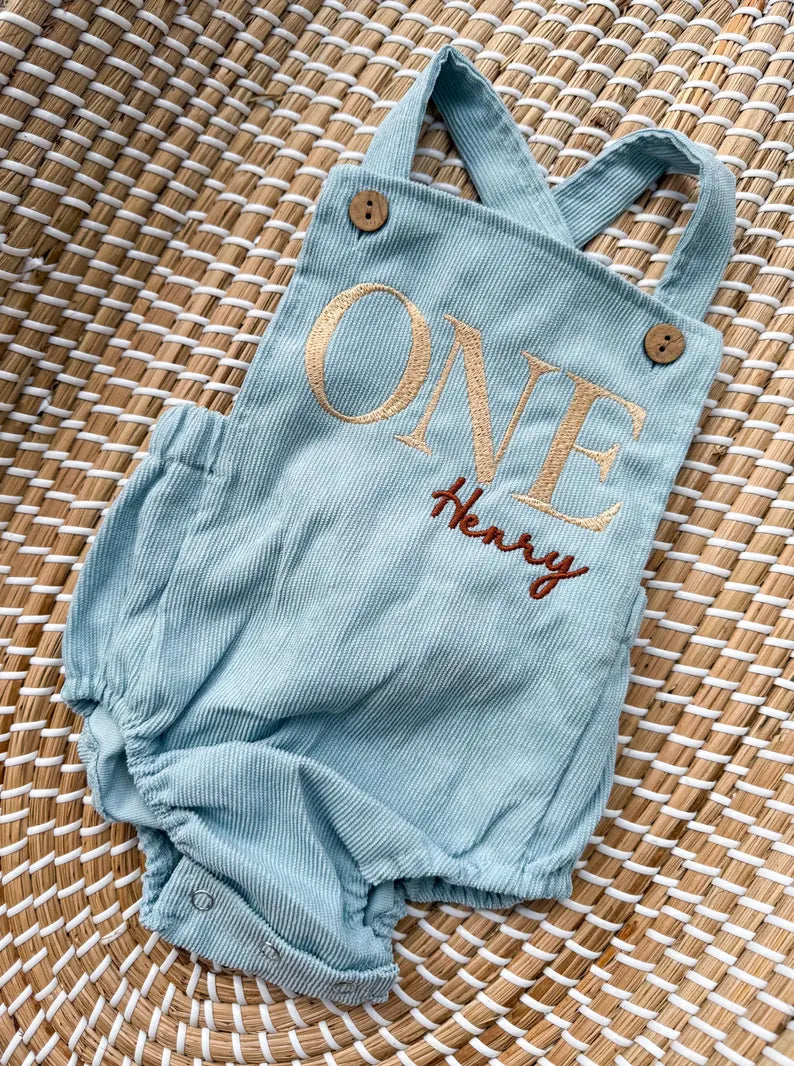 Custom ONE + Name Romper - Kids Personalized First Birthday Outfit
