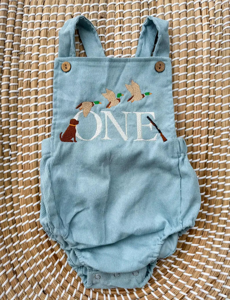 Custom Duck Hunting ONE Romper - Kids First Birthday
