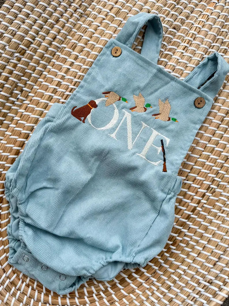 Custom Duck Hunting ONE Romper - Kids First Birthday