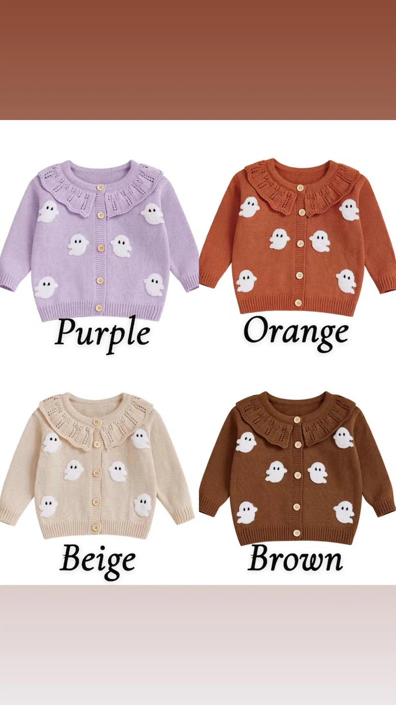 Custom Halloween Ghost Cardigan - Girls Personalized Outfit