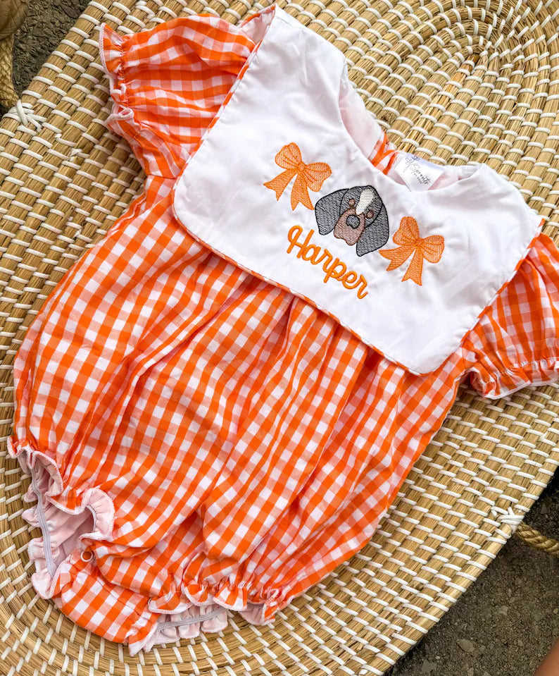 Custom Vols Gingham Romper - Girls Game Day Outfit