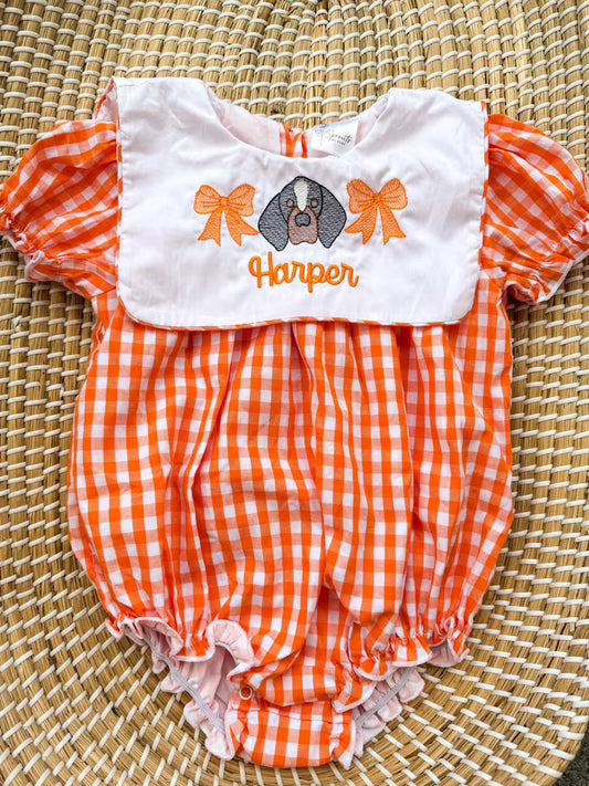 Custom Vols Gingham Romper - Girls Game Day Outfit