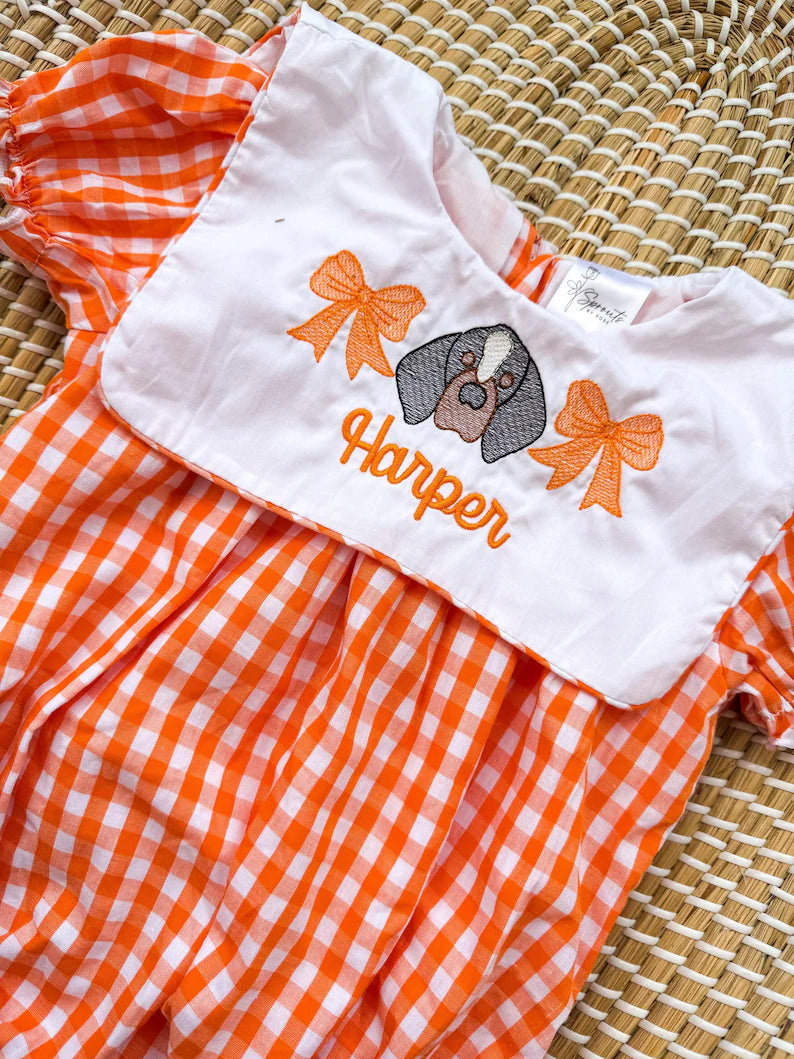 Custom Vols Gingham Romper - Girls Game Day Outfit