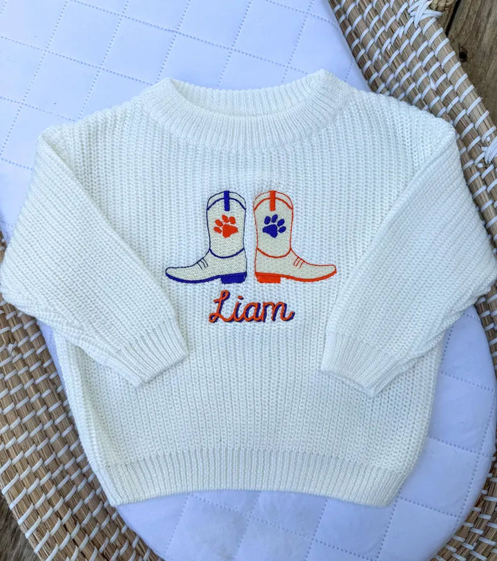 Clemson Tigers Cowboy Boots Sweater - Kids Game Day Outfit
