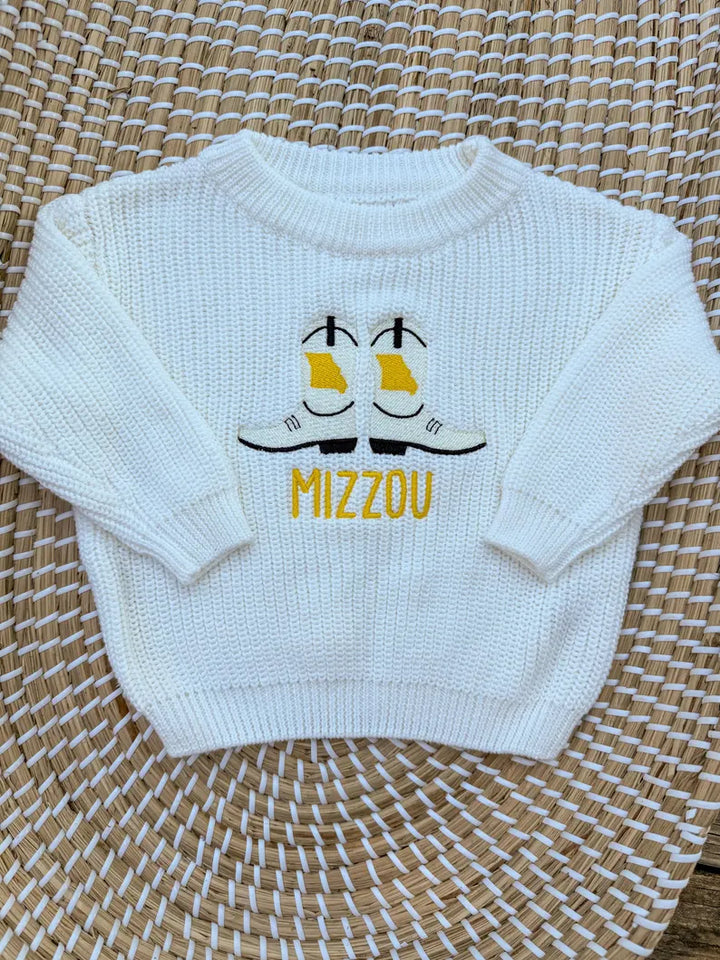 Missouri Mizzou Cowboy Boots Sweater - Kids Game Day Outfit