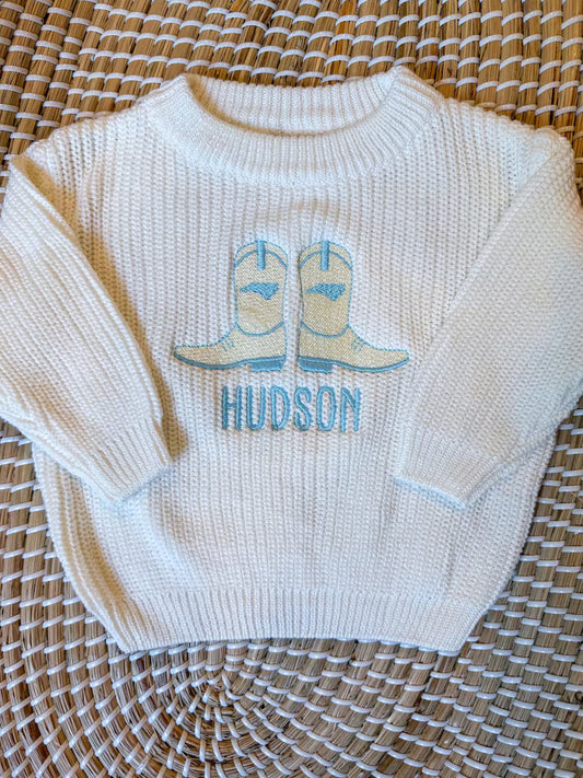 Custom North Carolina Cowboy Boots Sweater - Kids Game Day Outfit