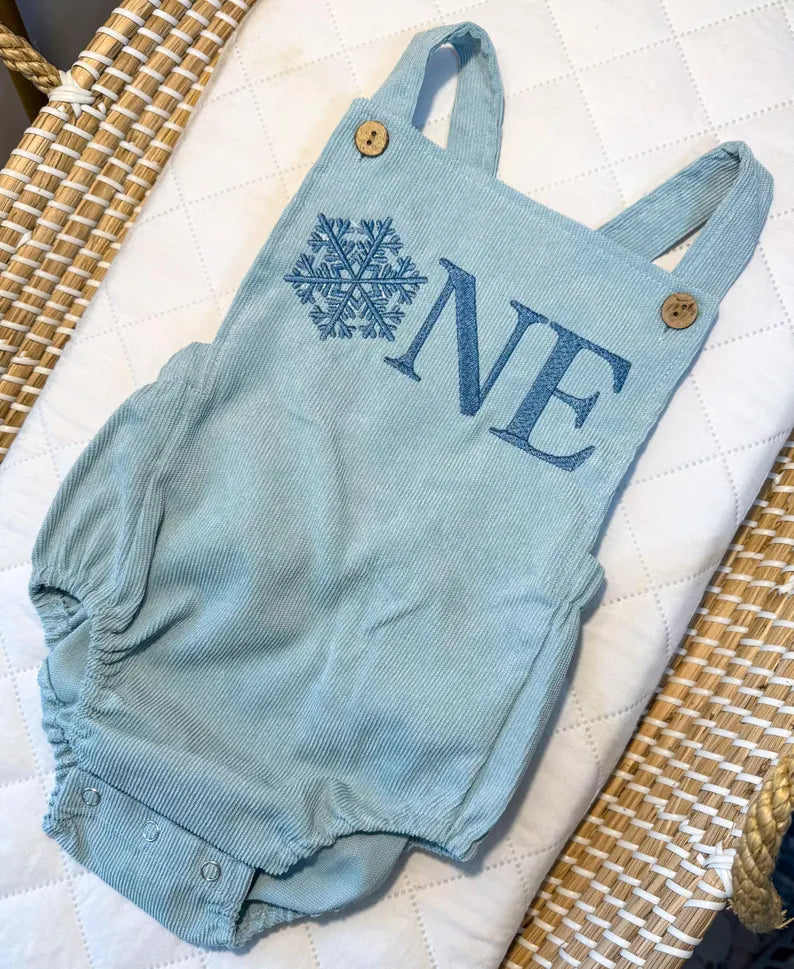 Custom Snowflake ONE Romper - Kids First Birthday Outfit