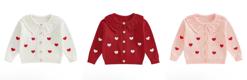 Custom Heart Cardigan - Girls Valentines Day Outfit