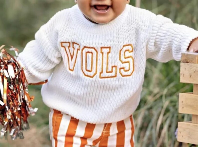 Custom UT Vols Varsity Sweater - Kids Game Day Outfit