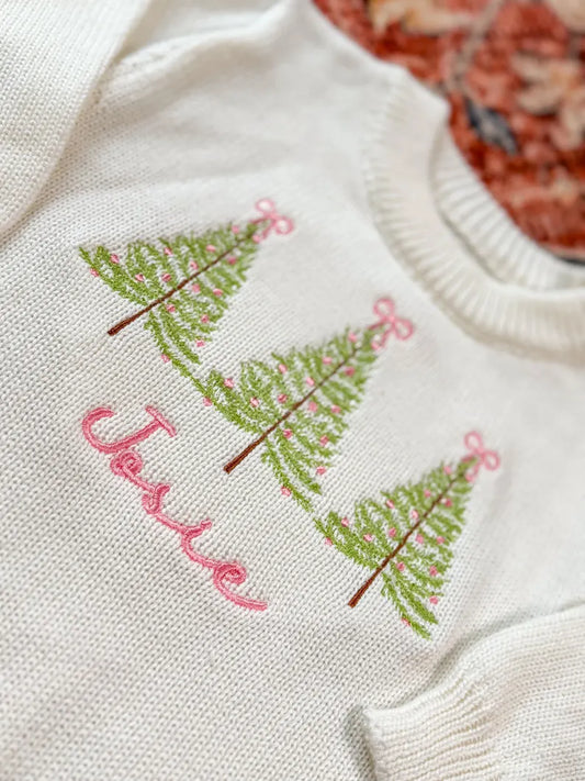 Custom Christmas Tree Romper - Girls Personalized Outfit