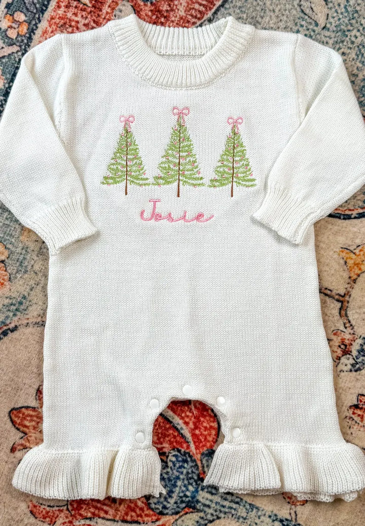 Christmas Tree Romper - Girls Personalized Outfit