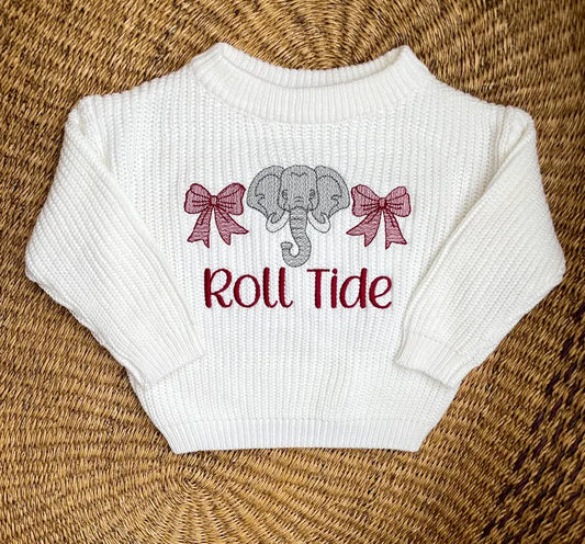 Custom Alabama Roll Tide Bow Sweater - Girls Game Day Outfit